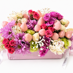 Luxury Chocolate Covered Strawberries & Fresh Flower Arrangement