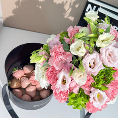 Belgian Chocolate Covered Strawberries and Flower Arrangement