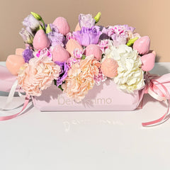 " Magical" Chocolate Covered Strawberries And Flower Arrangement