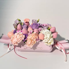" Magical" Chocolate Covered Strawberries And Flower Arrangement