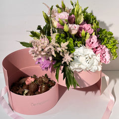 'Enchanted" Belgian Chocolate Covered Strawberries and Flower Arrangement