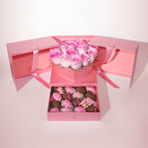 "Sweet Love" Premium Gift Box with Chocolate-Covered Strawberries & Roses