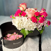 Chocolate Covered Strawberries and Flower Arrangement