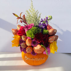 "Feast in Style" Belgian Chocolate Covered Strawberry Pumpkin Arrangement
