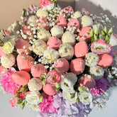 " Edem" Chocolate Covered Strawberries And Flower Arrangement