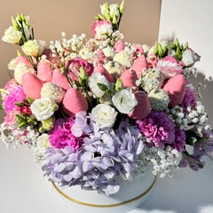 " Edem" Chocolate Covered Strawberries And Flower Arrangement