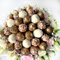 " Magic Garden" Chocolate Covered Strawberries And Flower Arrangement