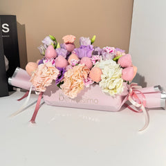 " Magical" Chocolate Covered Strawberries And Flower Arrangement