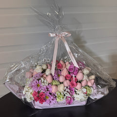 Luxury Chocolate Covered Strawberries & Fresh Flower Arrangement