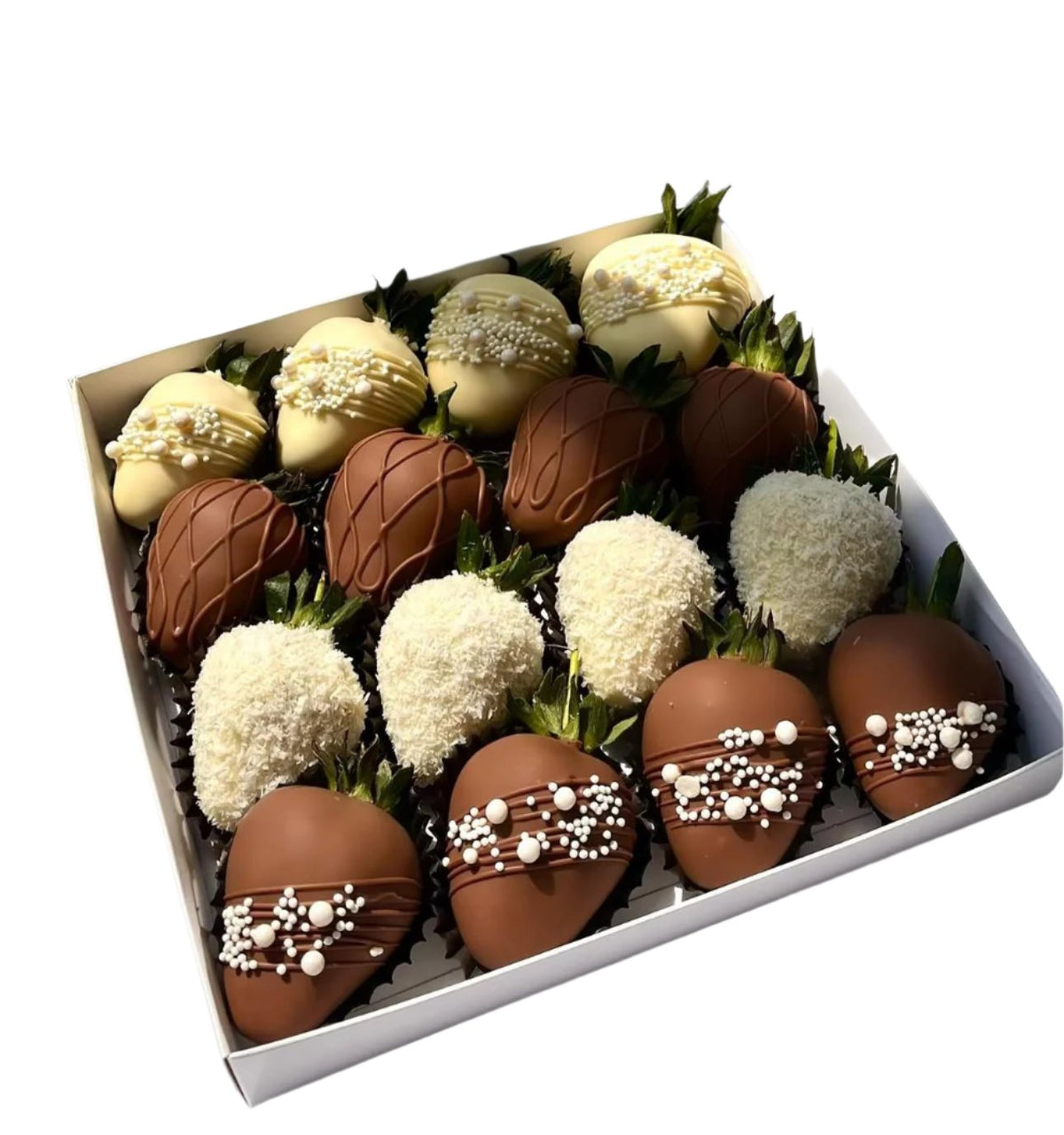 "Affection" Box Of White And Milk Chocolate Covered Strawberries