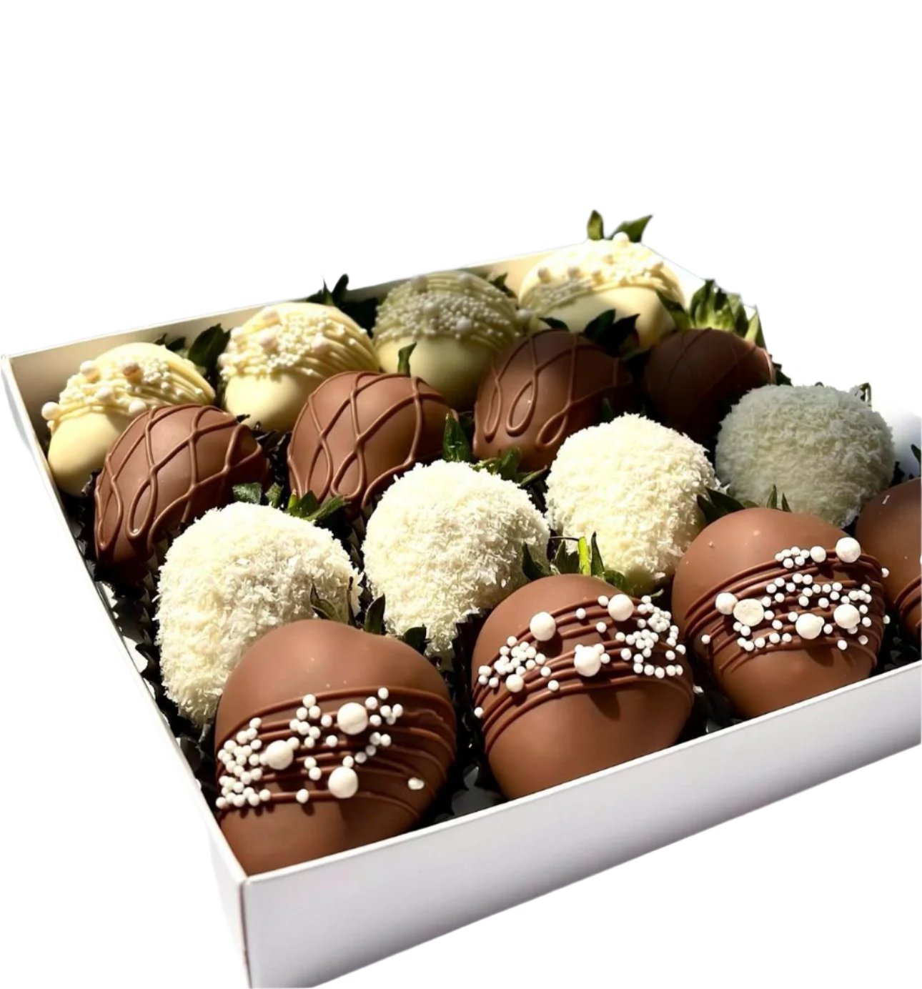 "Affection" Box Of White And Milk Chocolate Covered Strawberries