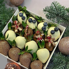 " Festive" White And Milk Chocolate Covered Strawberries