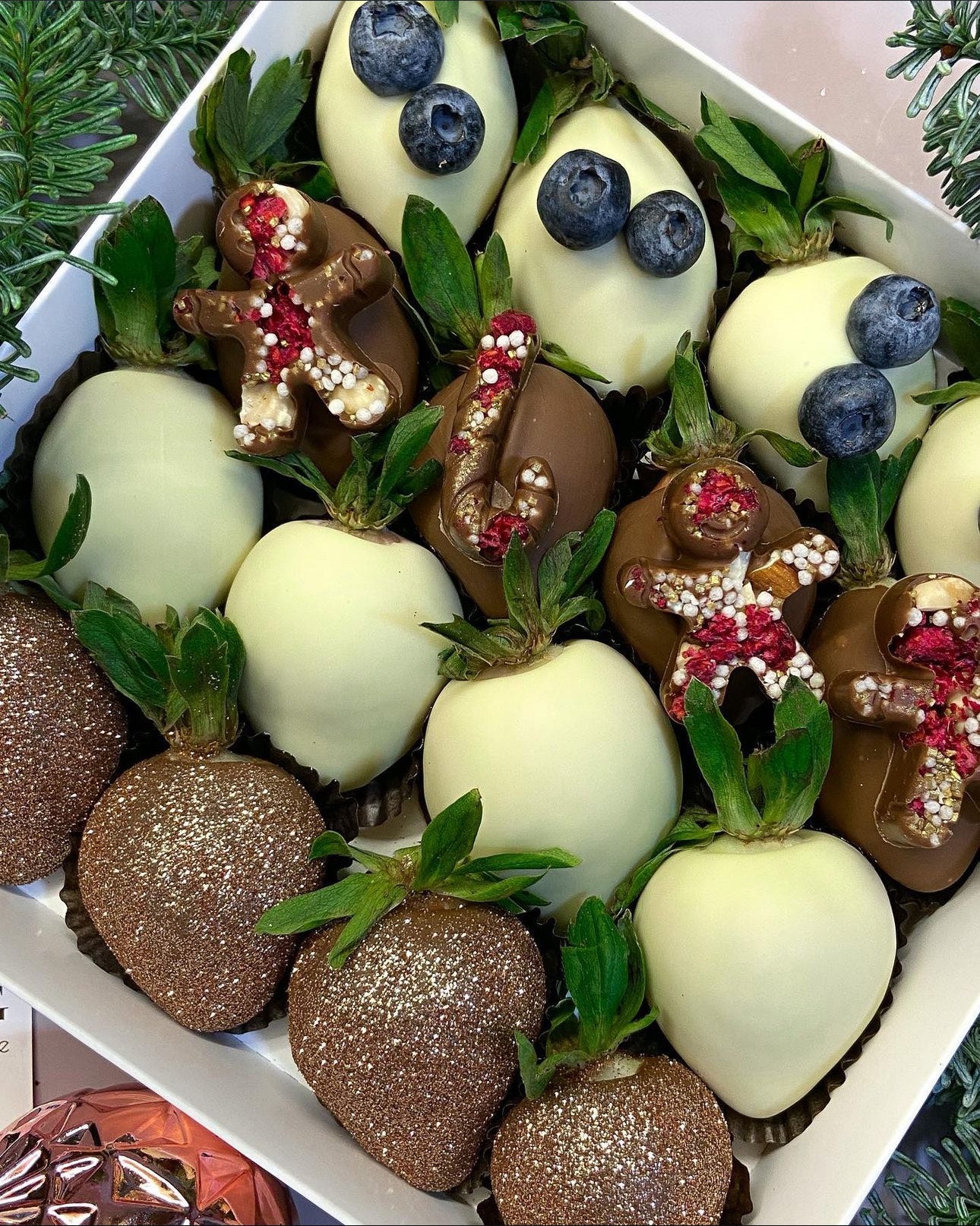 " Festive" White And Milk Chocolate Covered Strawberries