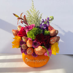 "Feast in Style" Belgian Chocolate Covered Strawberry Pumpkin Arrangement