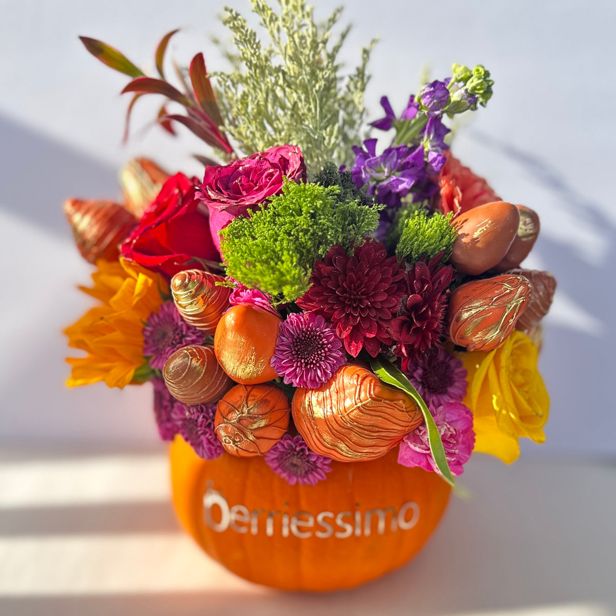 "Feast in Style" Belgian Chocolate Covered Strawberry Pumpkin Arrangement