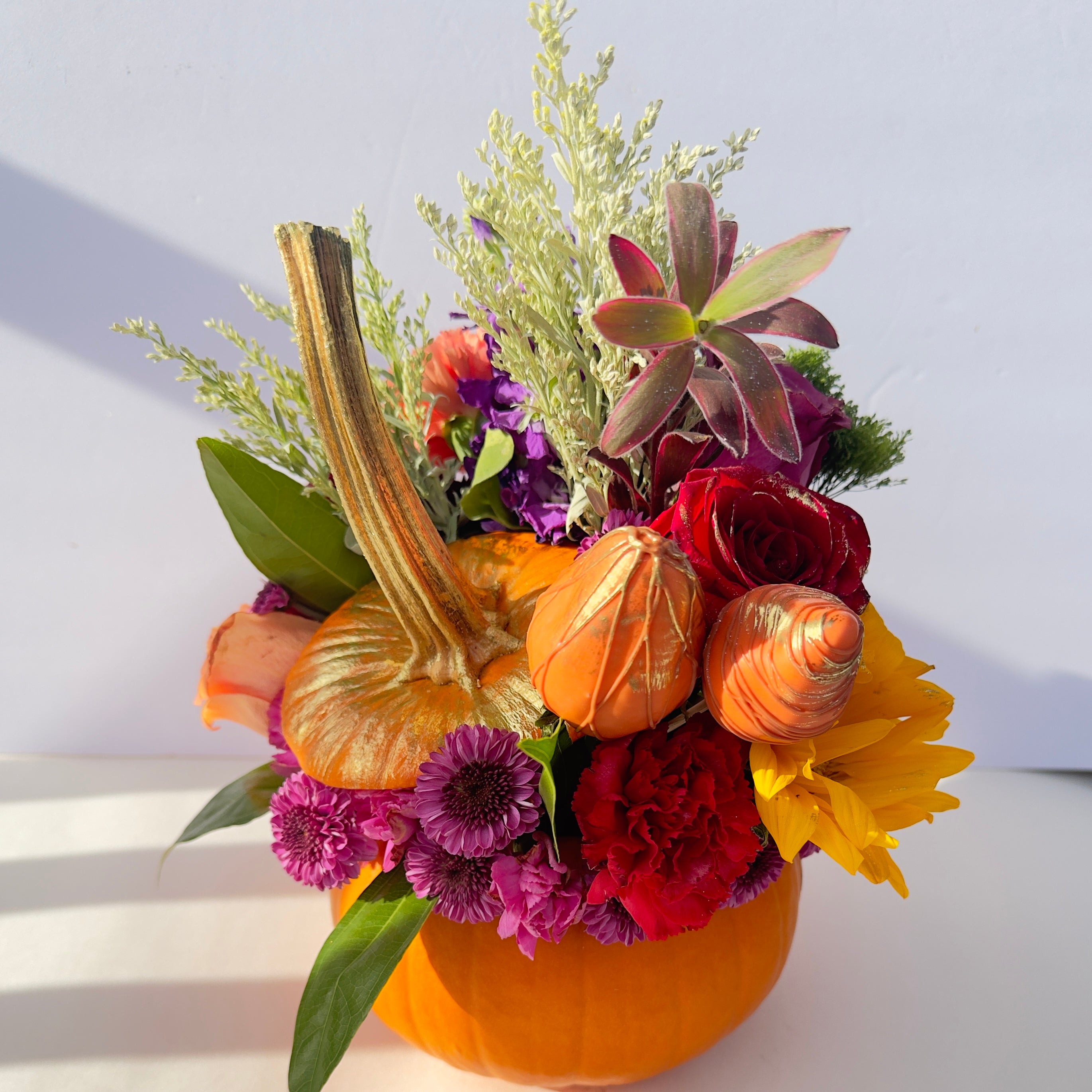 "Feast in Style" Belgian Chocolate Covered Strawberry Pumpkin Arrangement