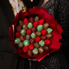 " Christmas Bouquet" White and Milk  Chocolate Covered Strawberries