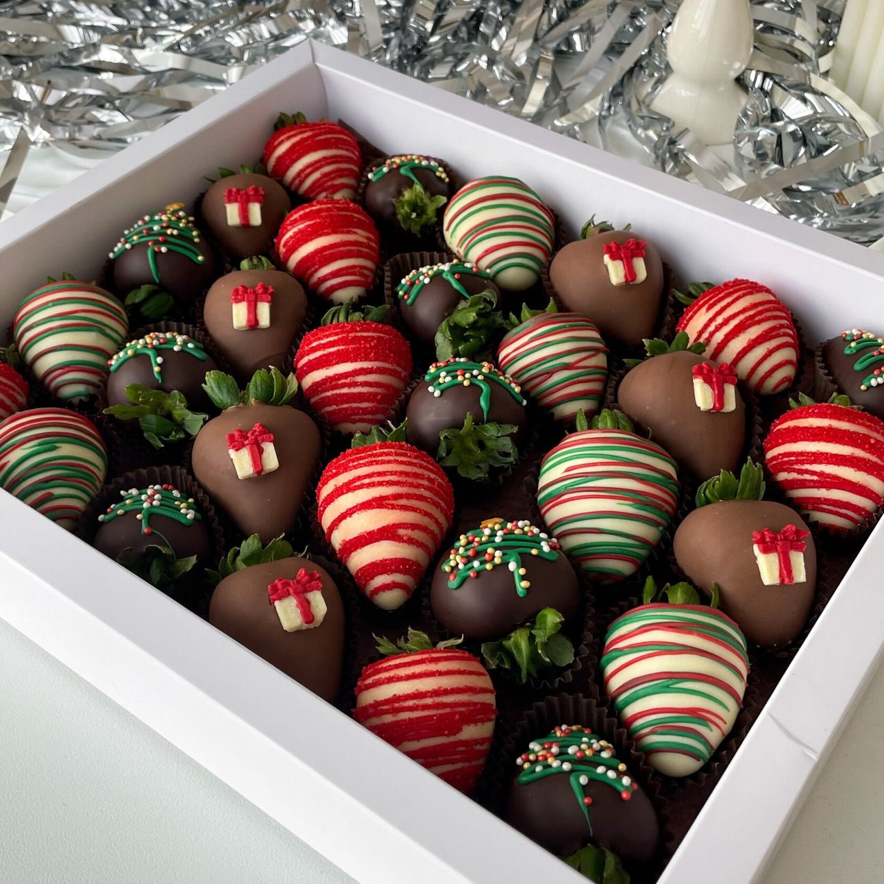 " Noel" Milk and White Chocolate Covered Strawberries