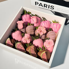 Baby Girl Chocolate Covered Strawberries | Pink Baby Shower Gift Box