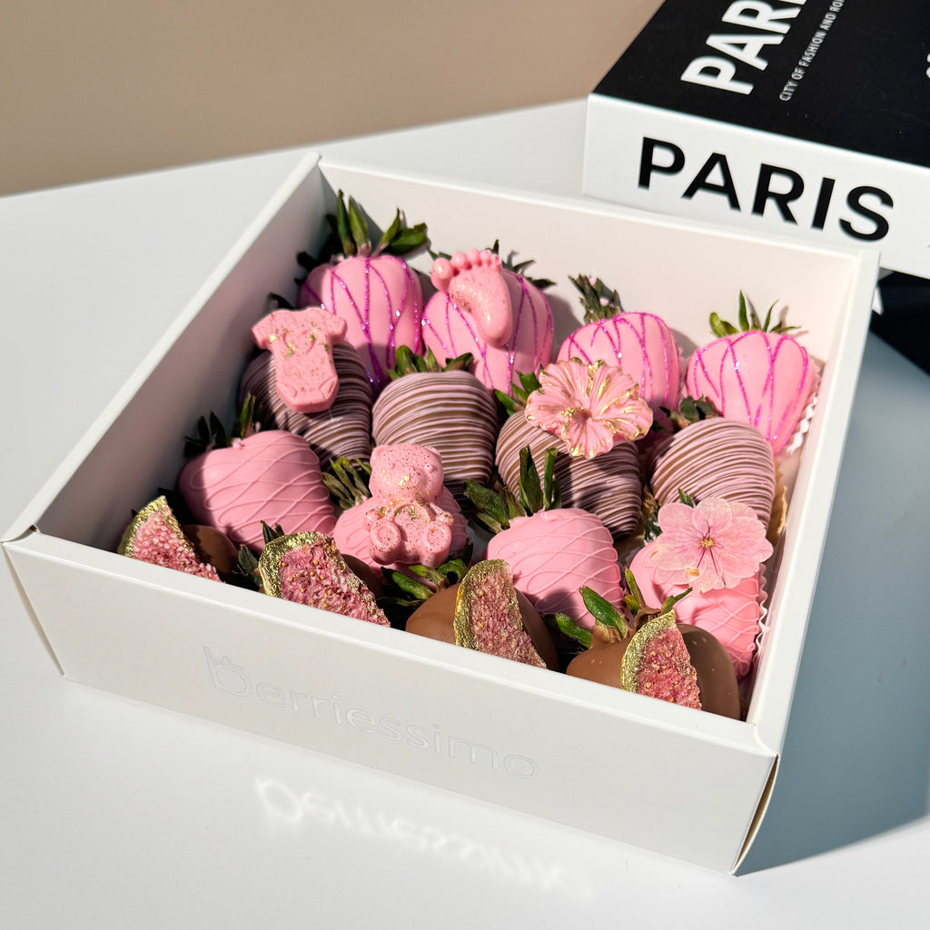 Baby Girl Chocolate Covered Strawberries | Pink Baby Shower Gift