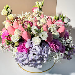 " Edem" Chocolate Covered Strawberries And Flower Arrangement